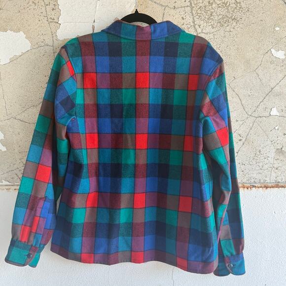 Vtg 70s Pendleton Shirt 100% Wool Plaid Flannel USA Made Button Up Womens XL‎ - Picture 5 of 5